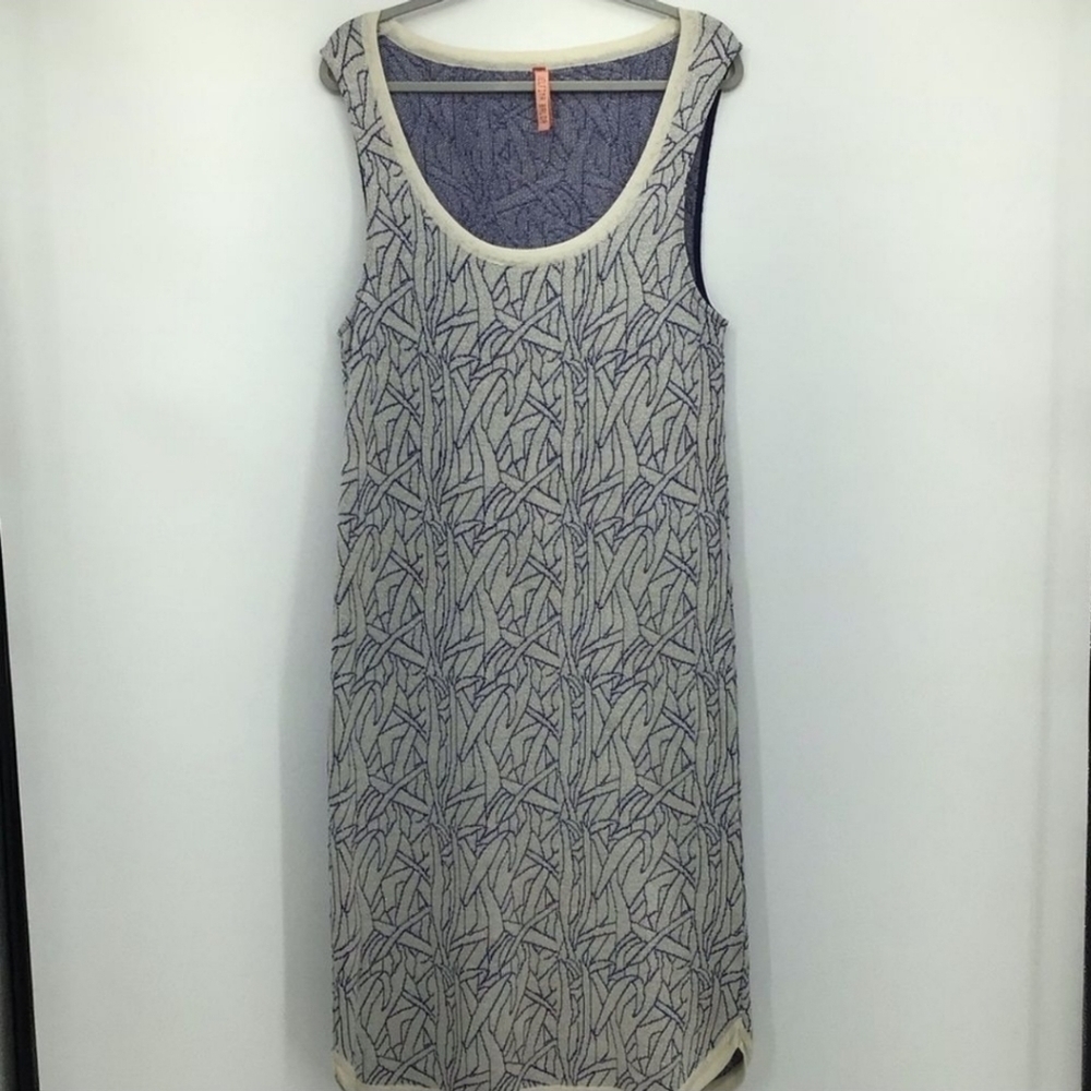 Anthropologie Delfina Balda Alpaca Blend Sleeveless White Blue Dress